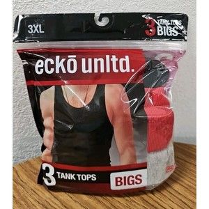 Ecko Unltd Tank Tops 3XL Men's 3 Pack Multicolored Cotton Black Gray Red